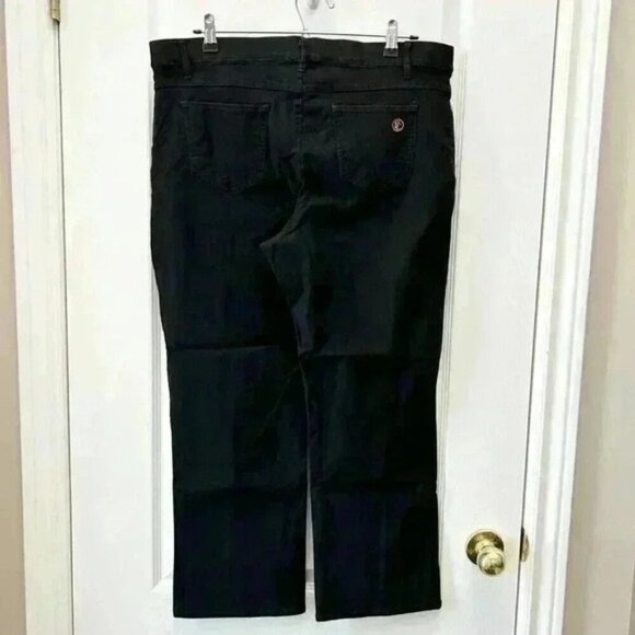 Simon Chang Jeans High Rise Straight Leg Cropped Stretch Fit Black  Size 16 - Picture 5 of 16